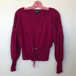 NWOT Magenta Pink Lace Up Sweater